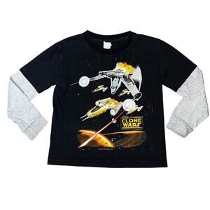 Vintage Star Wars The Clone Wars Black long sleeve T shirt youth